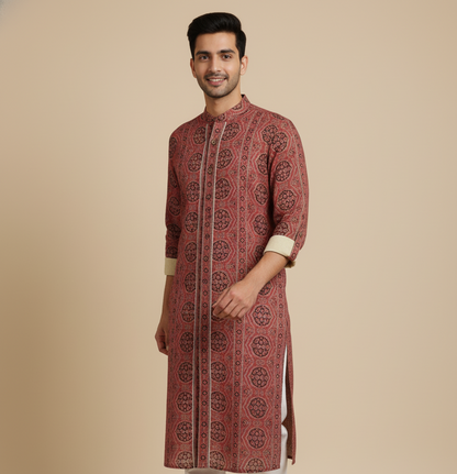 Ajrakh Heritage Kurta | Red Edition