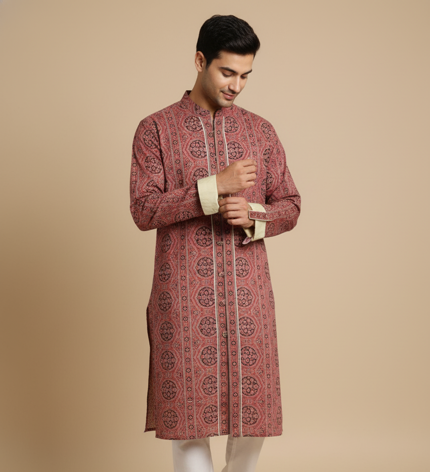 Ajrakh Heritage Kurta | Red Edition
