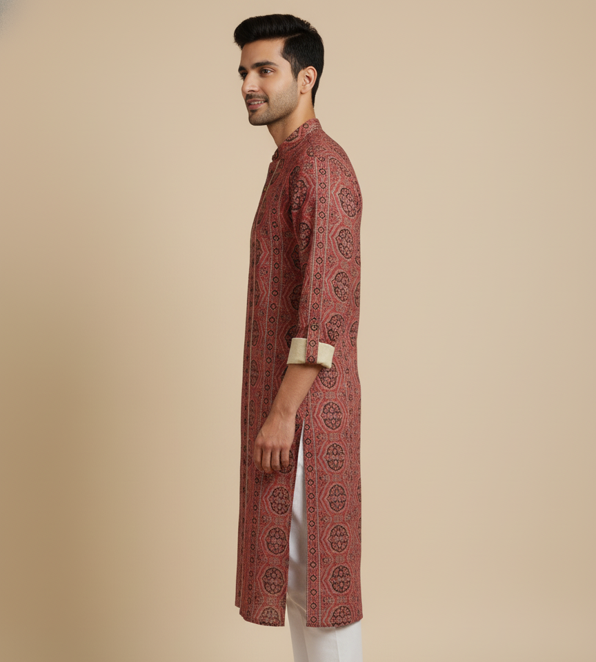 Ajrakh Heritage Kurta | Red Edition