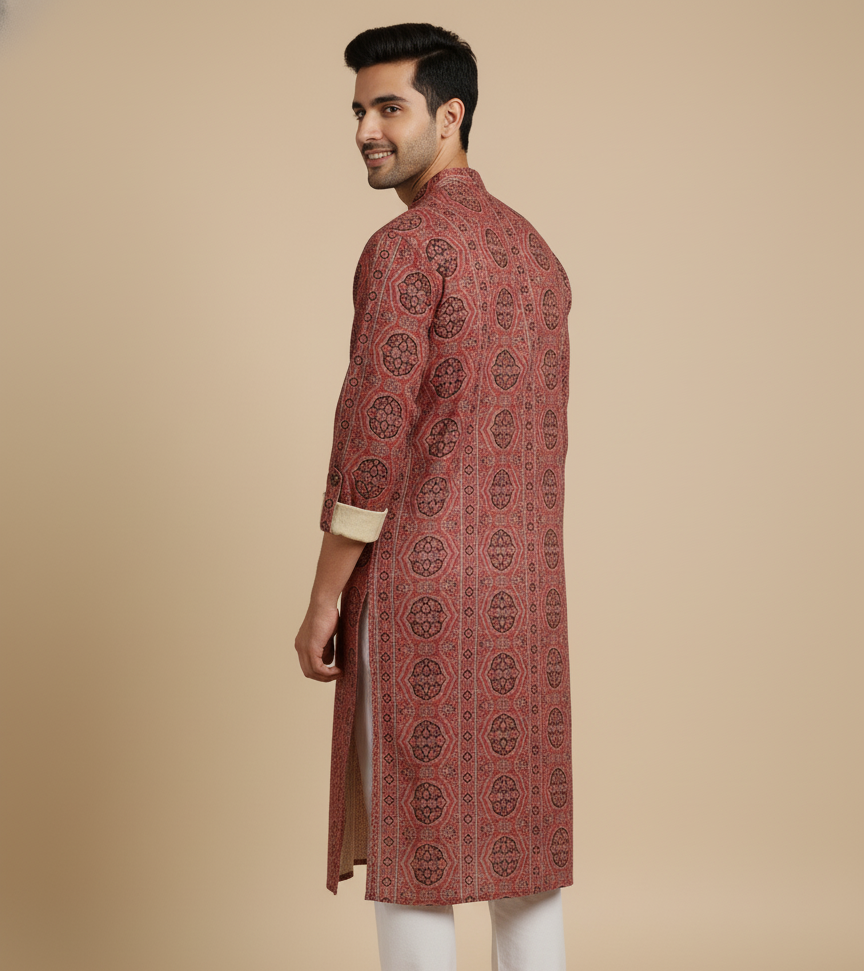 Ajrakh Heritage Kurta | Red Edition