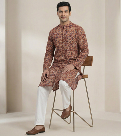 Poochampalli Kurta | The Poochampalli Scarlet