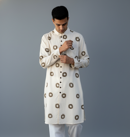 Ikat Kurta | Sage & Ivory Harmony