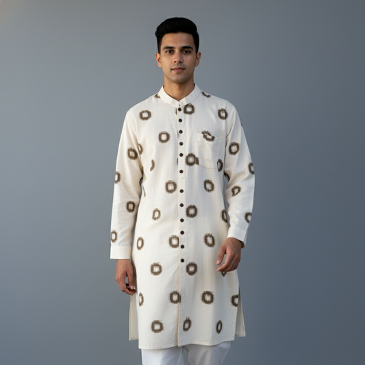 Ikat Kurta | Sage & Ivory Harmony