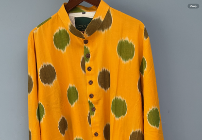 Ikat Kurta | Mustard & Mehendi Harmony