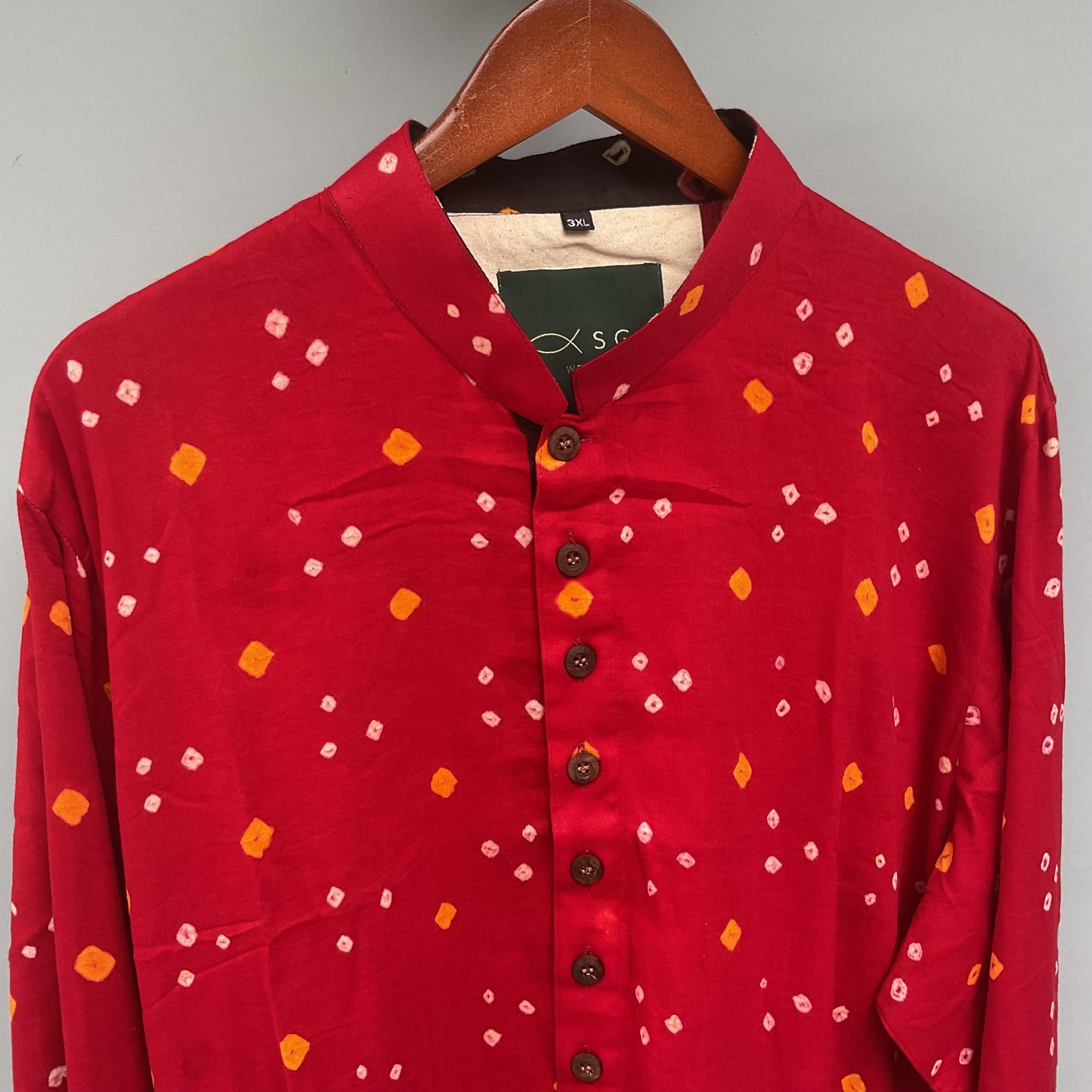 Bandhej Heritage Kurta | Scarlet Edition