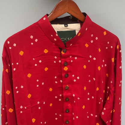 Bandhej Heritage Kurta | Scarlet Edition