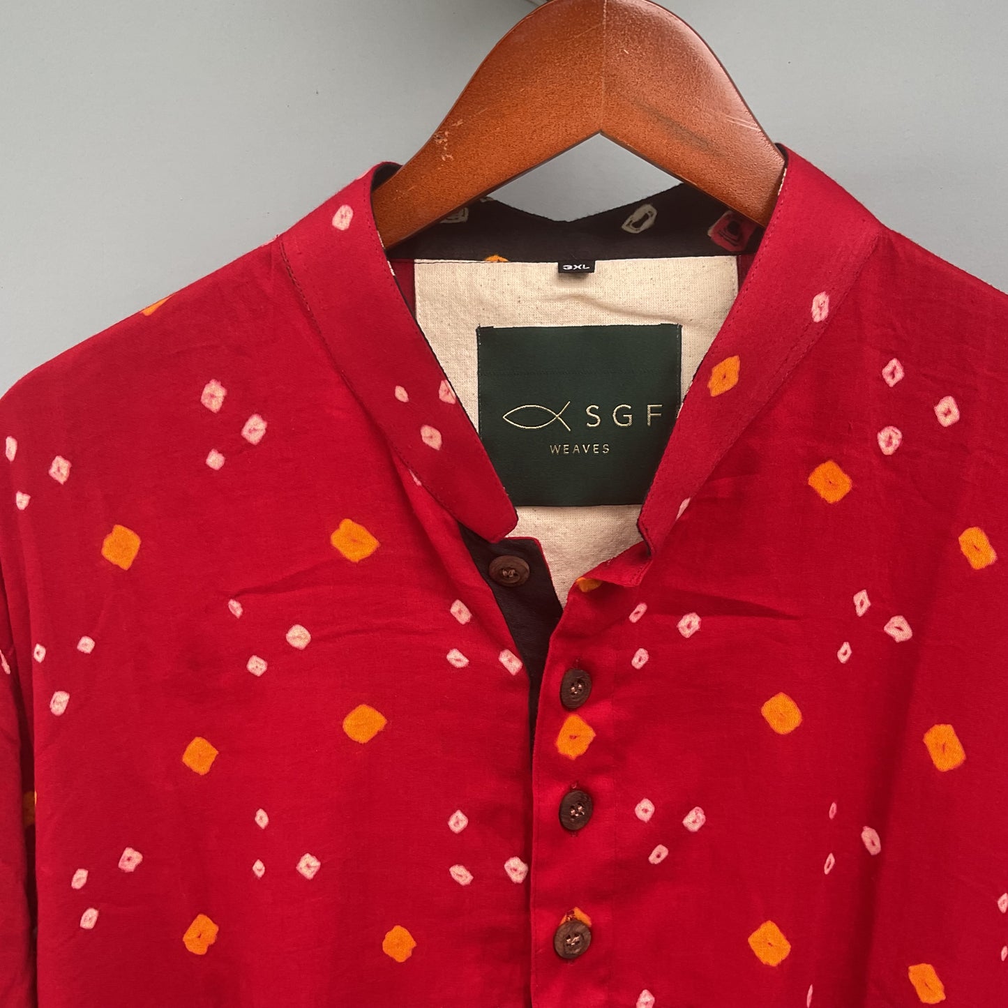 Bandhej Heritage Kurta | Scarlet Edition