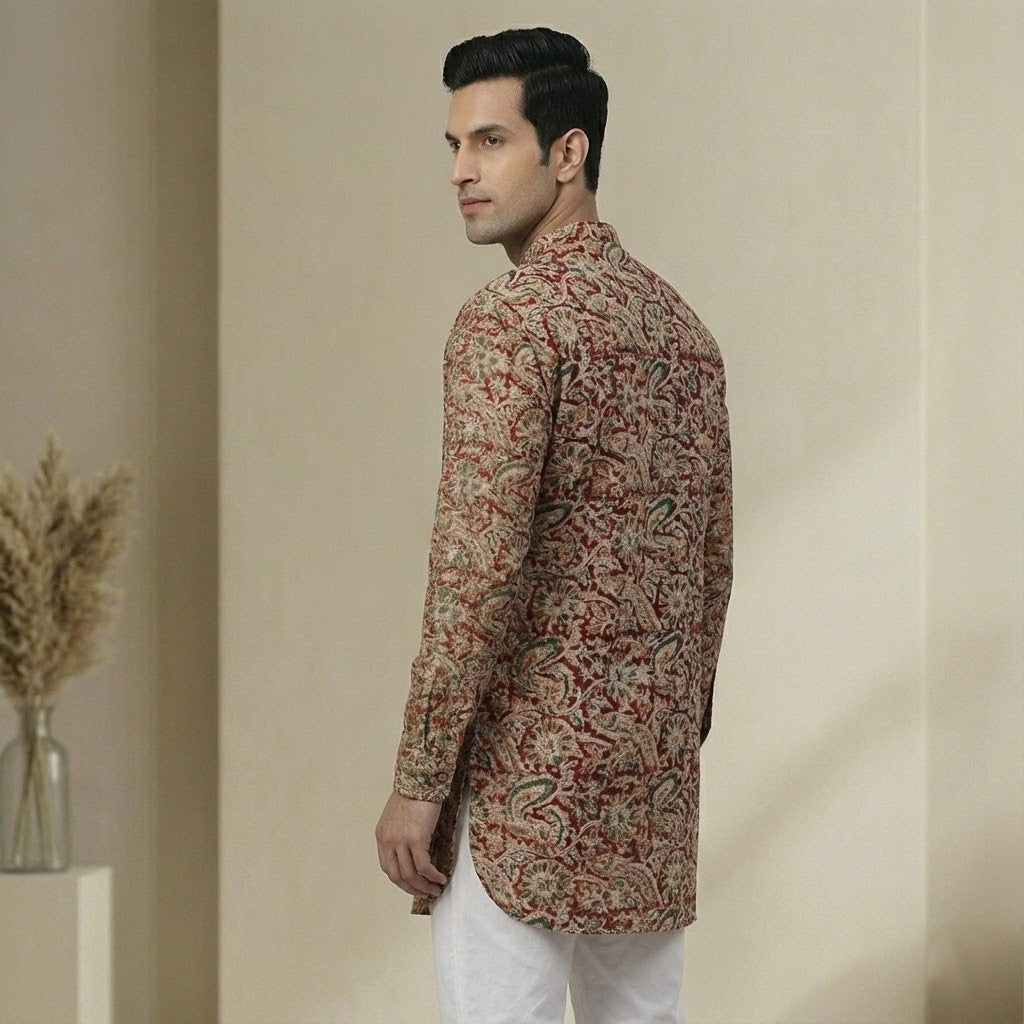 Poochampalli Short Kurta | The Poochampalli Scarlet