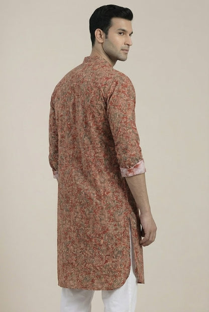 Poochampalli Short Kurta | Red Elegance