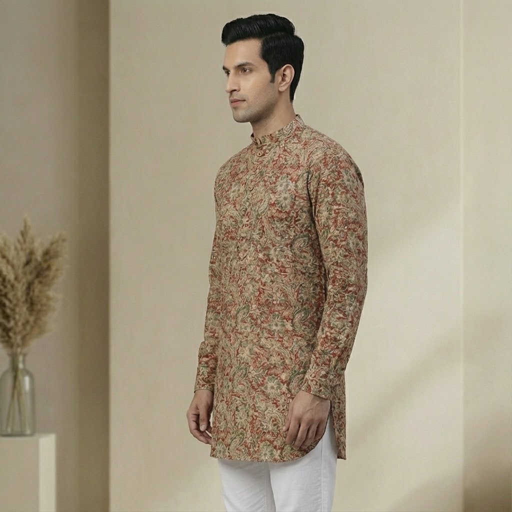 Poochampalli Short Kurta | The Poochampalli Scarlet