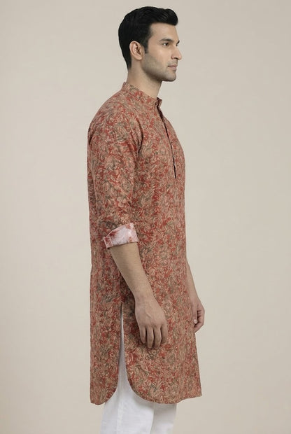 Poochampalli Short Kurta | Red Elegance
