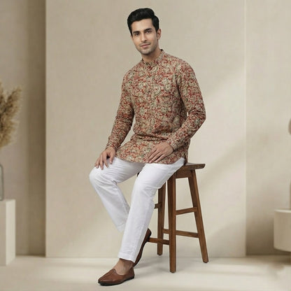 Poochampalli Short Kurta | The Poochampalli Scarlet