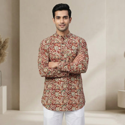 Poochampalli Short Kurta | The Poochampalli Scarlet