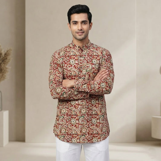 Poochampalli Short Kurta | The Poochampalli Scarlet